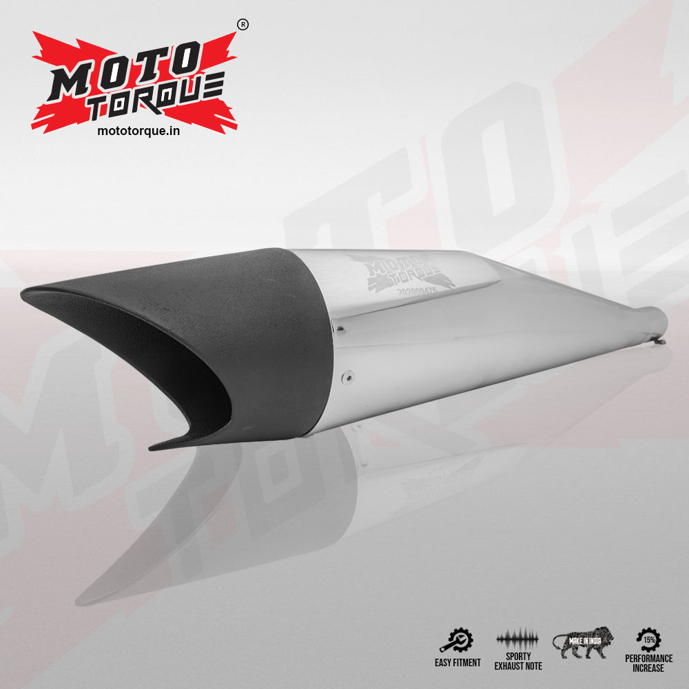 Moto Torque Shark Half Chrome Performance Exhaust for Royal Enfield