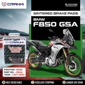 CRANK1 CB312 Sintered Rear Brake Pads for BMW F850 GSA 2017-2020 Motorcycle Brake Pads