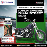 CRANK1 CB854 Sintered Rear Brake Pads for Harley Davidson Dyna Street Bob Upto 2018