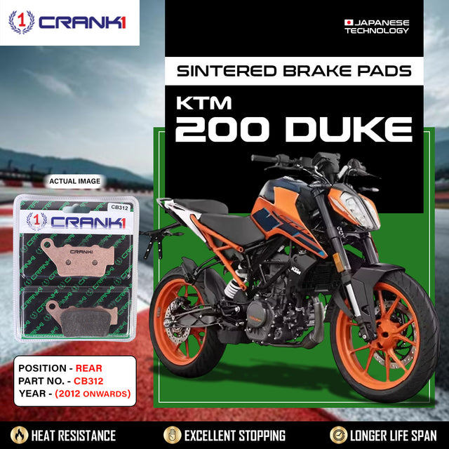 CRANK1 CB312 sintered rear brake pads for KTM 200 Duke (2012 Onwards) high performance motorcycle braking