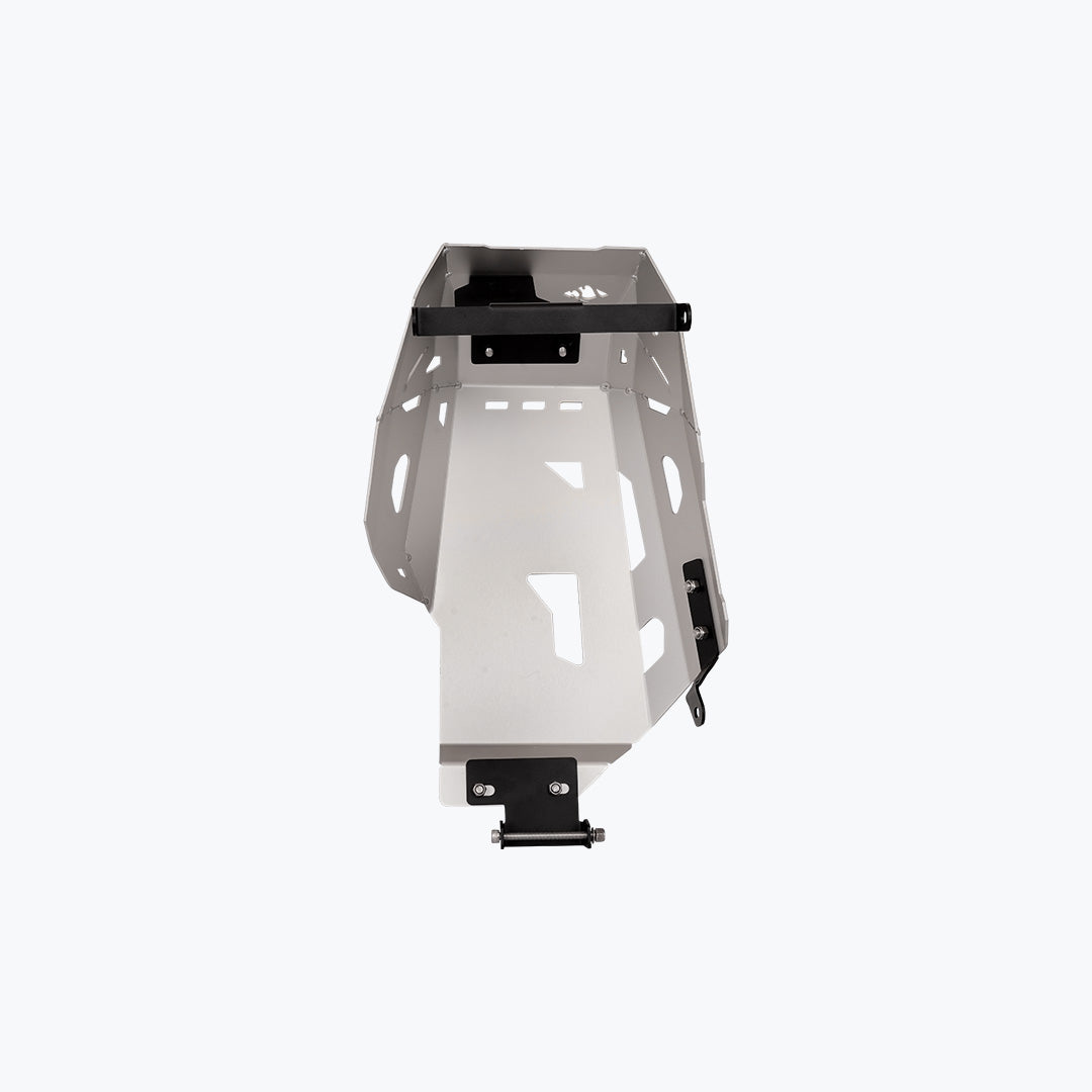 Legundary Custom Honda NX500 Vambrace Bash Plate Silver – premium aluminium engine sump guard skid plate, designed to protect the underbelly of your Honda NX500 while adding a sleek, durable finish.