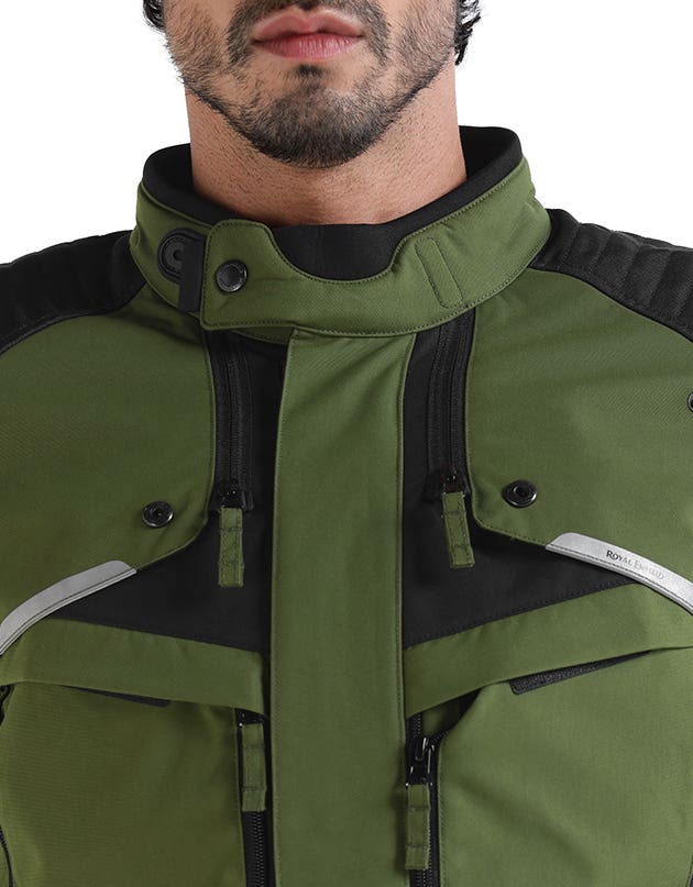 Royal Enfield Nirvik V3 Class A Riding Jacket in Olive and Black