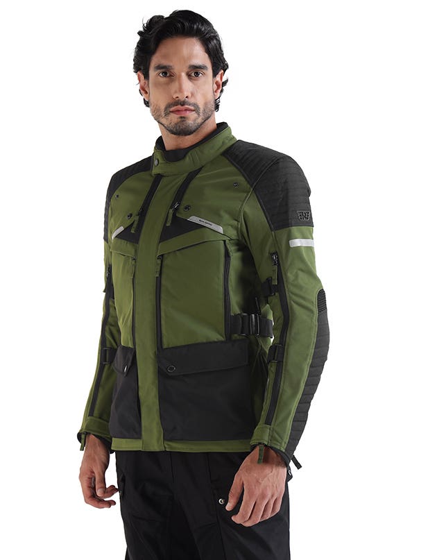 Royal Enfield Nirvik V3 Class A Riding Jacket in Olive and Black