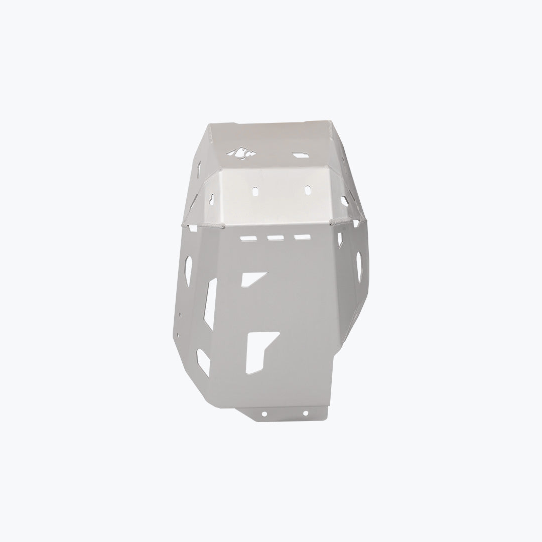 Legundary Custom Honda NX500 Vambrace Bash Plate Silver – premium aluminium engine sump guard skid plate, designed to protect the underbelly of your Honda NX500 while adding a sleek, durable finish.