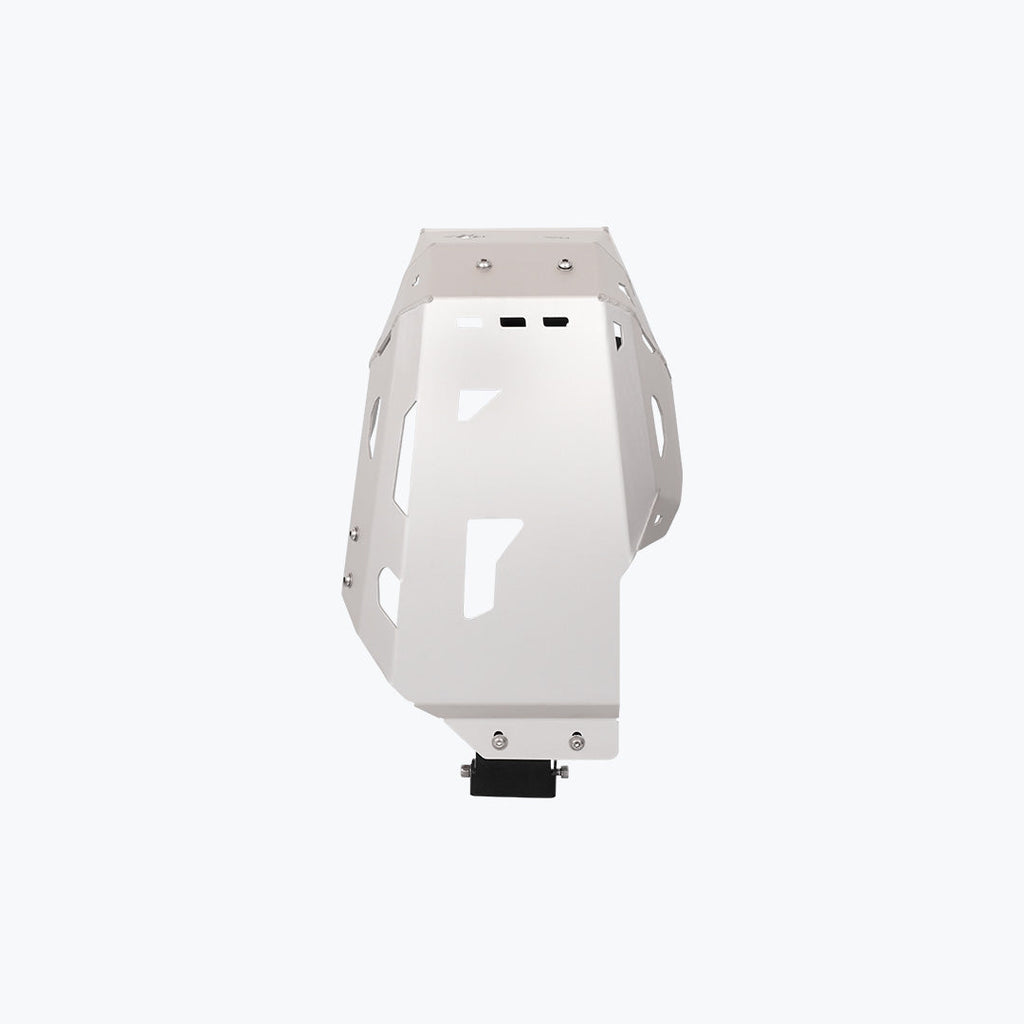 Legundary Custom Honda NX500 Vambrace Bash Plate Silver – premium aluminium engine sump guard skid plate, designed to protect the underbelly of your Honda NX500 while adding a sleek, durable finish.