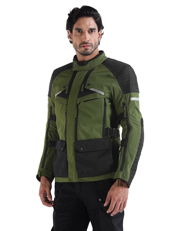 Royal Enfield Nirvik V3 Class A Riding Jacket in Olive and Black