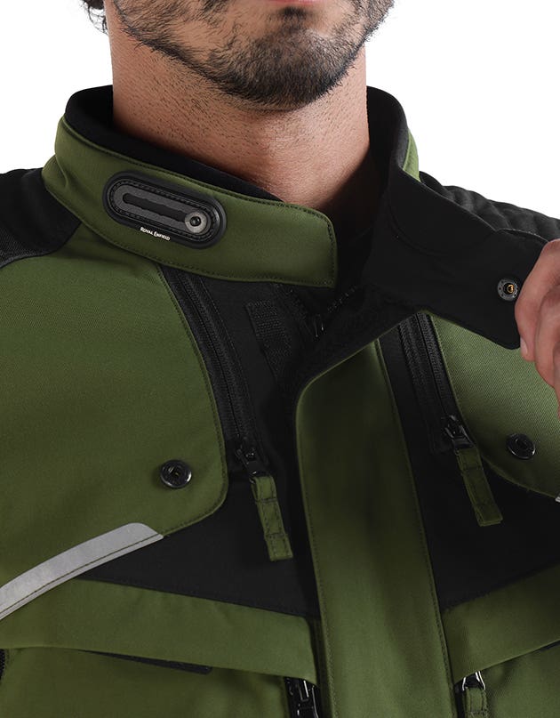 Royal Enfield Nirvik V3 Class A Riding Jacket in Olive and Black