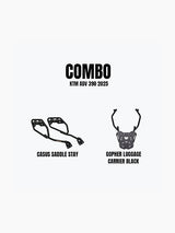 Legundary Custom KTM ADV 390 2025 saddle stay and gopher luggage carrier combo mild steel black touring setup