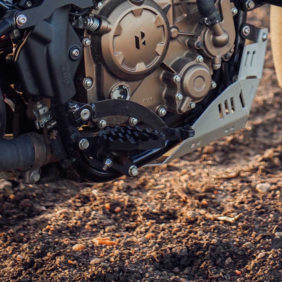 Legundary Tour Pro Rallytrek footrest black installed on Hero Xpulse 210 for rider and pillion