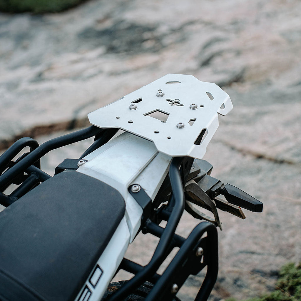 Legundary Custom KTM 390 Enduro R Gopher Luggage Carrier Silver mild steel aluminium rear rack touring carrier