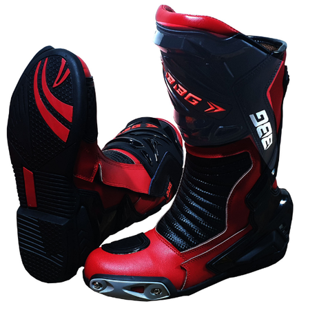 RacePro leather motorcycle racing boots with TPU protection and toe sliders