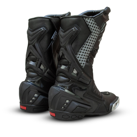 RacePro leather motorcycle racing boots with TPU protection and toe sliders