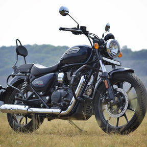 Auto Engina 27mm Crash Guard and Leg Guard for Royal Enfield Meteor 350 with Built-In Polyamide Sliders in Textured Black