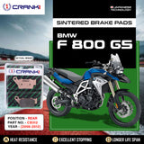 CRANK1 CB312 Sintered Rear Brake Pads for BMW F 800 GS 2006-2012 Motorcycle Brake Pads