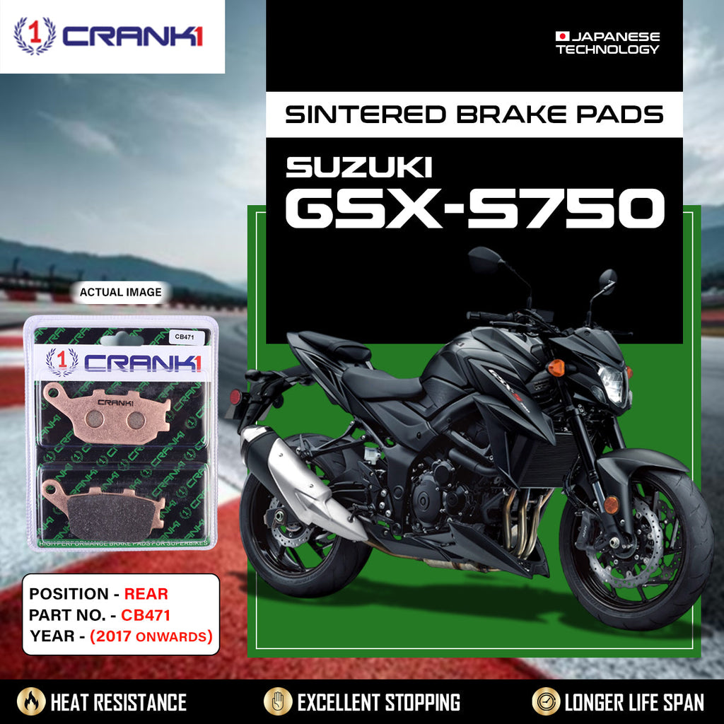 CRANK1 CB471 Sintered Rear Brake Pads for Suzuki GSX-S750 2017 Onwards Motorcycle Brake Pads