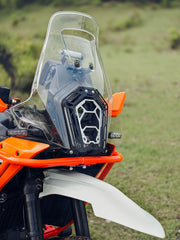 Legundary Custom KTM ADV 390 2025 cosmic headlight grill mild steel aluminium black silver protector