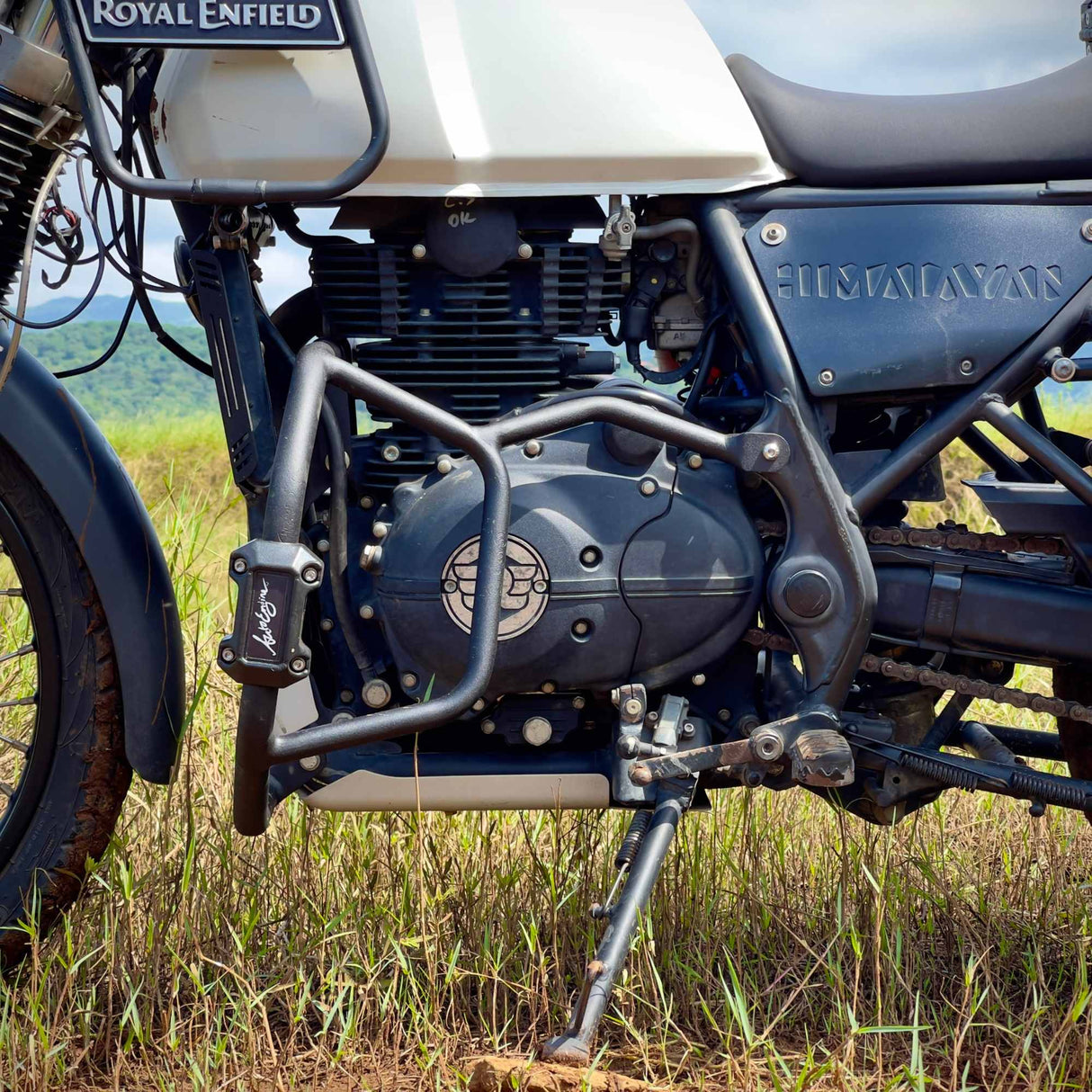 Auto Engina Crash/Leg Guard for Royal Enfield Himalayan 411 | Heavy-Duty Steel Protection with Built-In Sliders