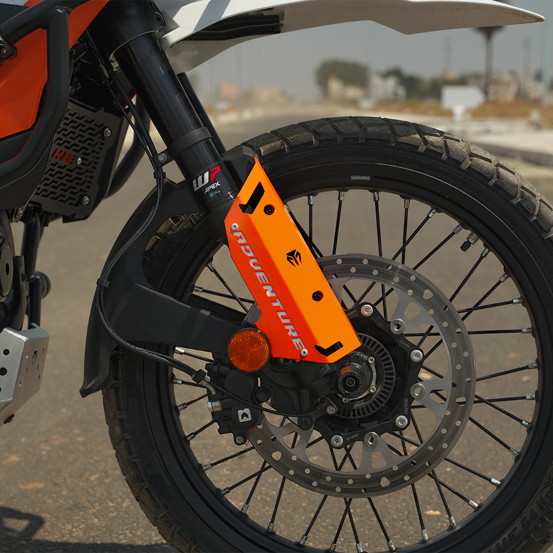 Mototorque fork protectors orange KTM 390 Adventure 2025 front axle slider guard