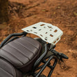 Legundary Custom Atlas luggage carrier for Triumph Scrambler 400 X black silver mild steel aluminium rear rack