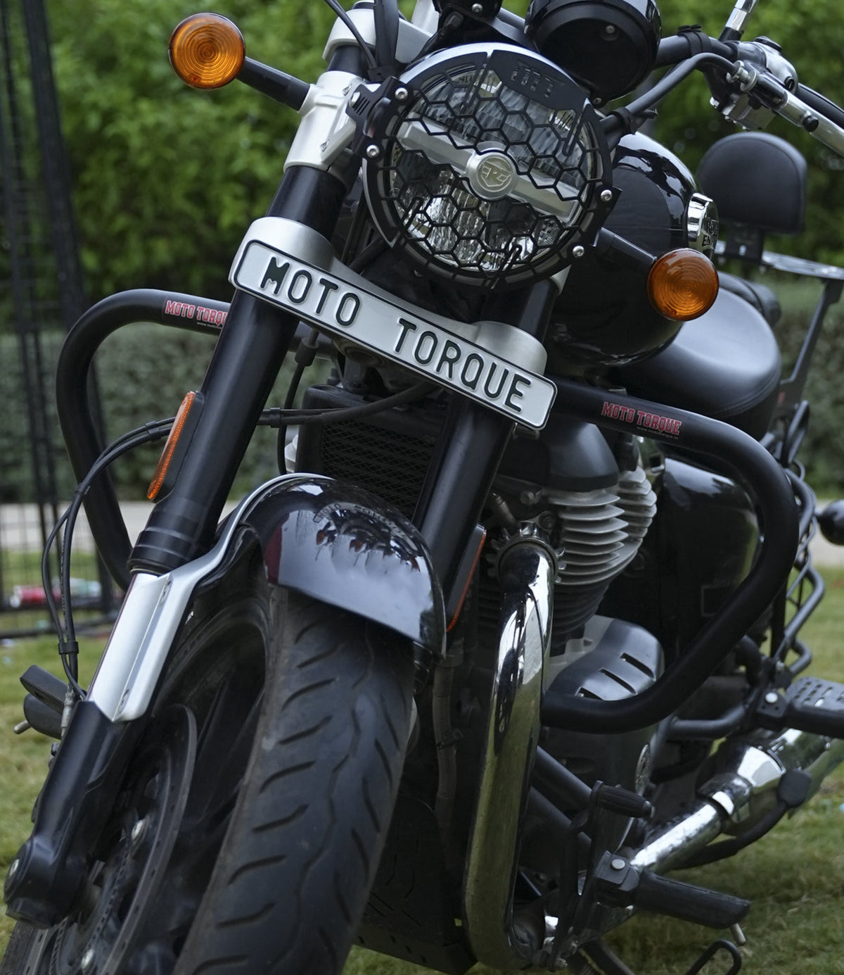 Moto Torque V1 crash guard for Royal Enfield Super Meteor 650 heavy duty engine protection accessory