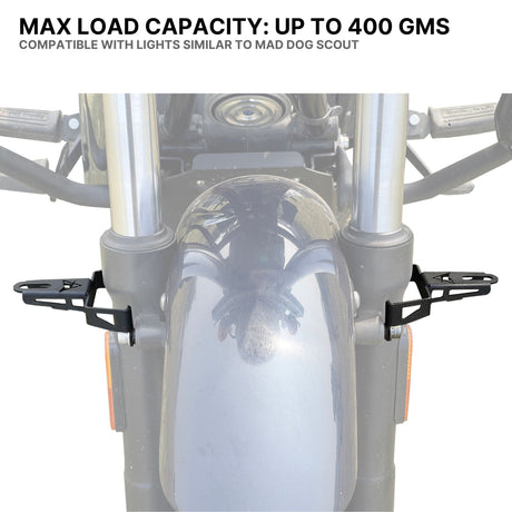 Auto Engina 3mm Mild Steel Fog Light Clamp Mount for Royal Enfield Meteor 350 in Textured Black