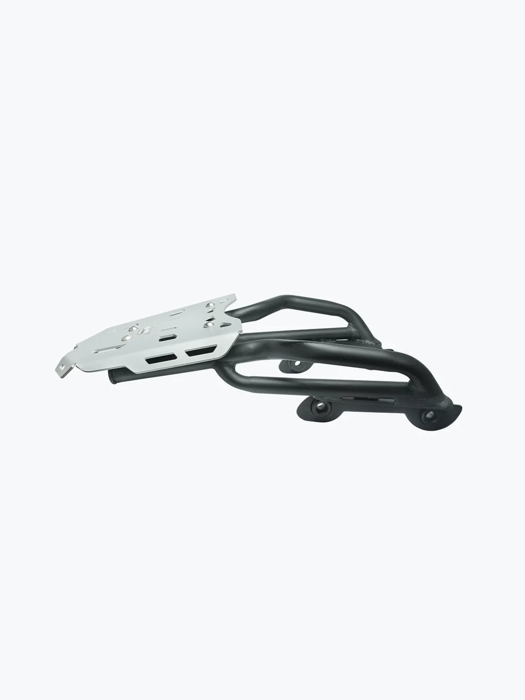 Legundary Custom Atlas luggage carrier for Triumph Scrambler 400 X black silver mild steel aluminium rear rack