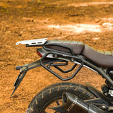 Legundary Custom Atlas luggage carrier for Triumph Scrambler 400 X black silver mild steel aluminium rear rack