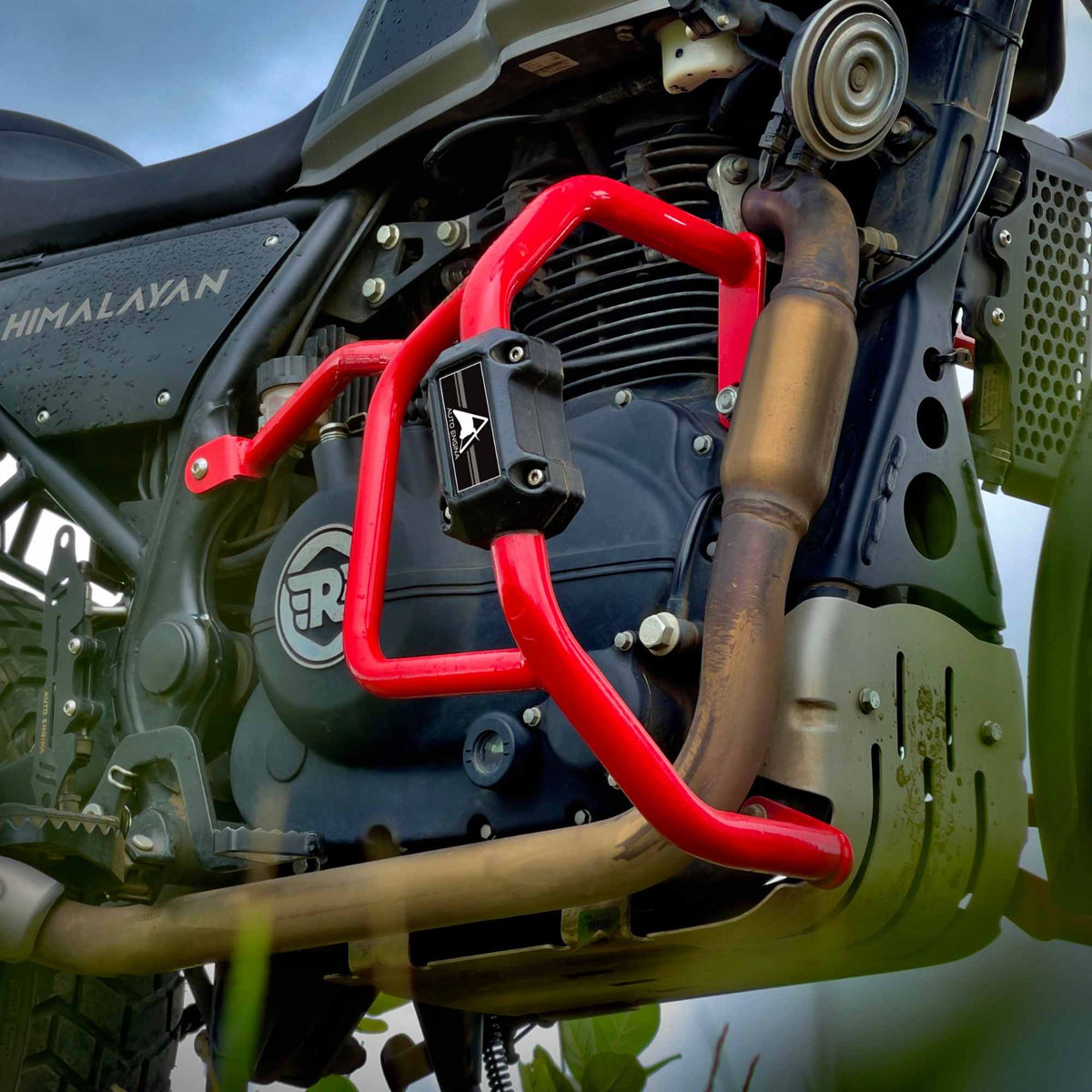 Auto Engina Crash/Leg Guard for Royal Enfield Himalayan 411 | Heavy-Duty Steel Protection with Built-In Sliders