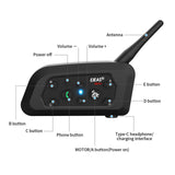 EJEAS V6 Pro Plus Bluetooth helmet intercom with 800m range DSP noise cancellation Bluetooth 5.1 IP67 waterproof motorcycle communication system