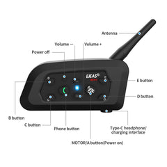 EJEAS V6 Pro Plus Bluetooth helmet intercom with 800m range DSP noise cancellation Bluetooth 5.1 IP67 waterproof motorcycle communication system