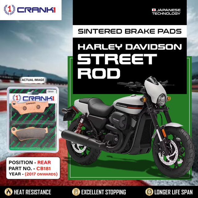 CRANK1 CB181 Sintered Rear Brake Pads for Harley Davidson Street Rod 2017 Onwards LEGUNDARY Custom