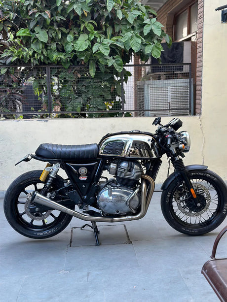 SS Motocorp 2x1 Full System Exhaust Slim Can for Royal Enfield Interceptor 650 Continental GT 650 with Y Joint