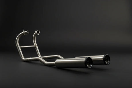 SS Motocorp 2x2 Full System Exhaust for Royal Enfield Super Meteor 650 with Header Mid Pipes Slip-On O2 Sensor Compatible