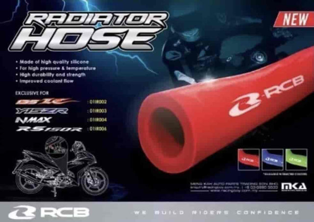 RCB 01IR004 silicone radiator hose kit for Yamaha Aerox 155 and NVX scooters in Green and Blue colour options.