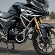 Moto Torque silver crash guard for Honda CB200X with nylon sliders and heavy duty engine protection