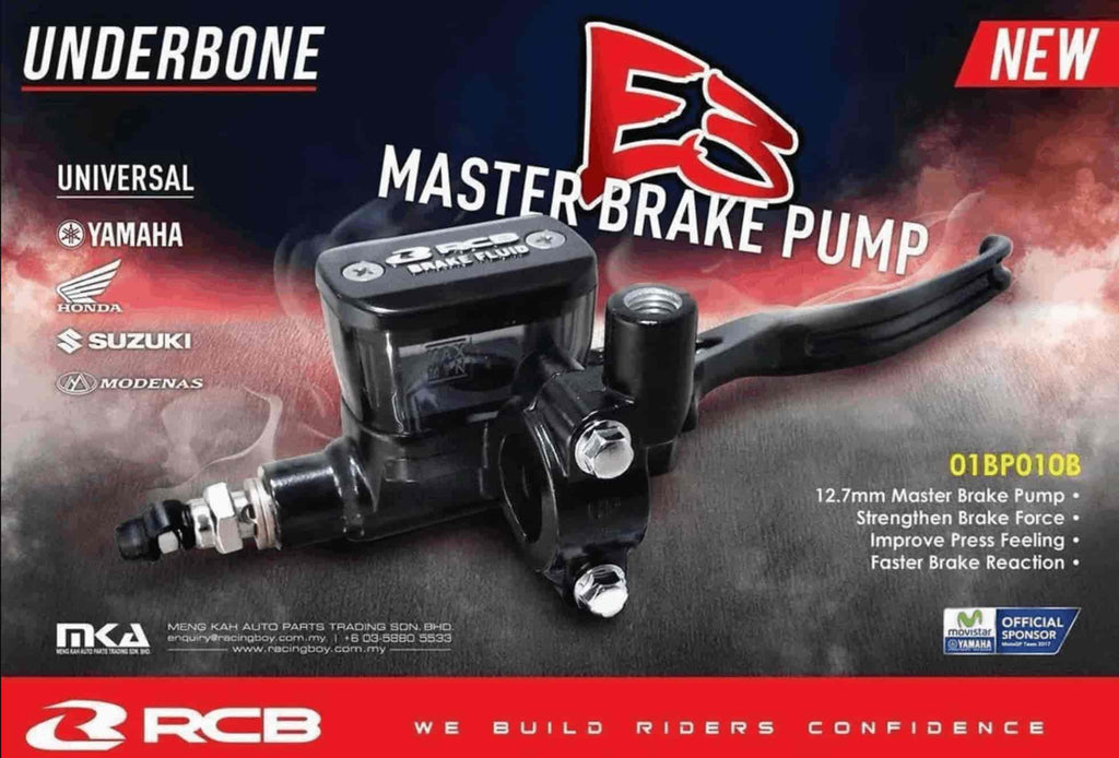 RCB E3 Series black 12.7mm RH master brake pump 01BP010B