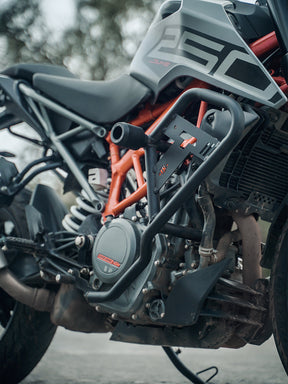 Legundary Custom KTM Duke 250 BS6 Gen 2 Pegasus crash guard with slider heavy duty engine protection black