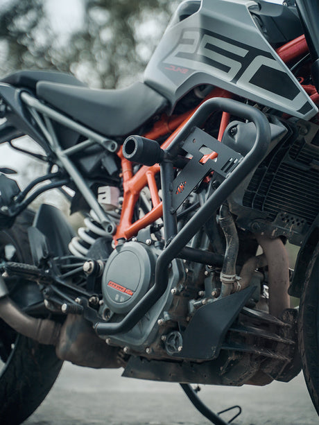 Legundary Custom KTM Duke 250 BS6 Gen 2 Pegasus crash guard with slider heavy duty engine protection black
