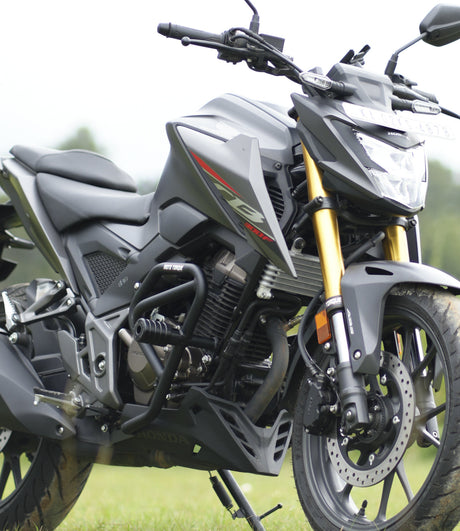 Moto Torque heavy duty crash guard for Honda CB300F with protective sliders and engine protection
