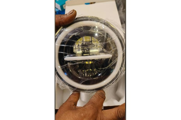 LIU HJG Minus 7 Inch 110W LED Headlight With Ring for Royal Enfield Thar Gypsy Harley Davidson