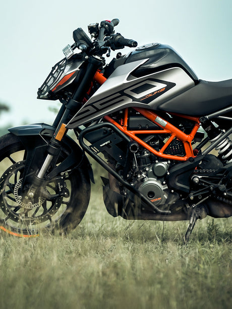 Legundary Custom KTM Duke 250 BS6 Gen 2 Pegasus crash guard with slider heavy duty engine protection black