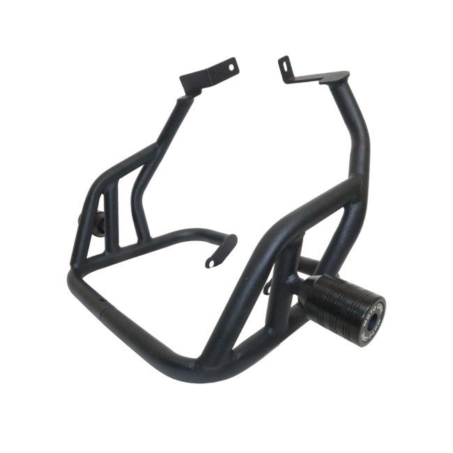 Motocare crash guard with dual sliders installed on Yamaha XSR 155 engine protection bar