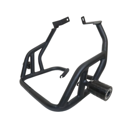 Motocare crash guard with dual sliders installed on Yamaha XSR 155 engine protection bar