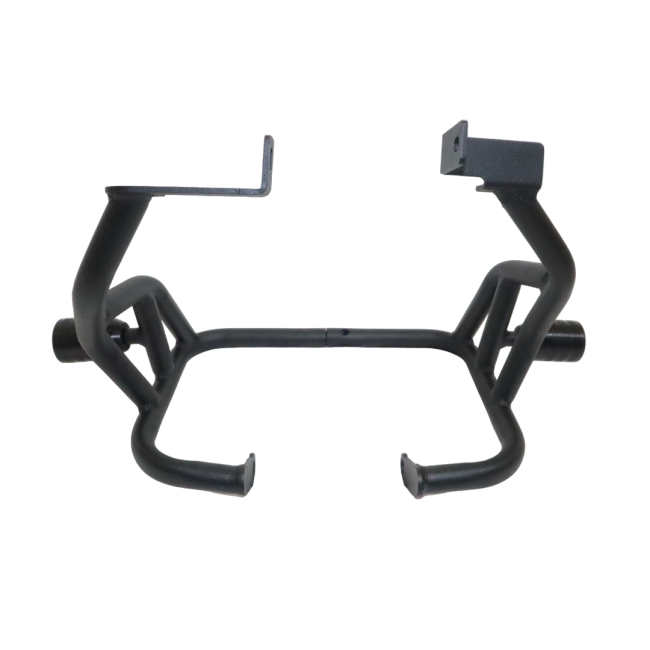 Motocare crash guard with dual sliders installed on Yamaha XSR 155 engine protection bar