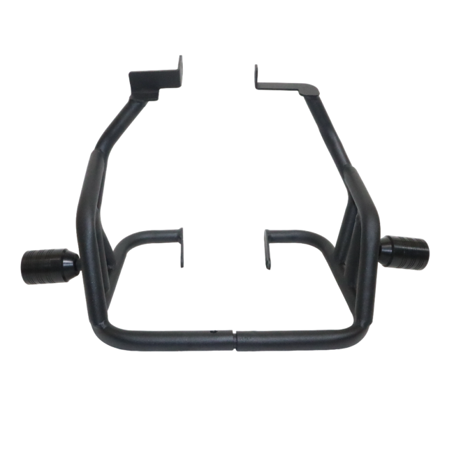 Motocare crash guard with dual sliders installed on Yamaha XSR 155 engine protection bar