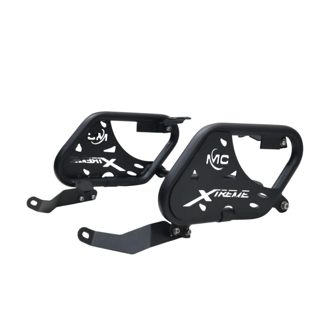 Motocare saddle stay with luggage plate installed on Hero Xtreme 250R motorcycle for saddle bag support