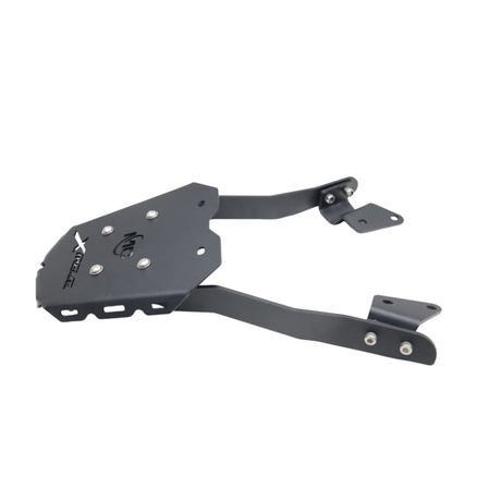 Motocare CNC rear luggage carrier with mounting plate installed on Hero Xtreme 250R motorcycle