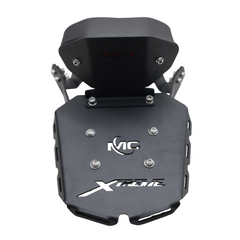 Motocare CNC luggage carrier with pillion backrest installed on Hero Xtreme 250R motorcycle
