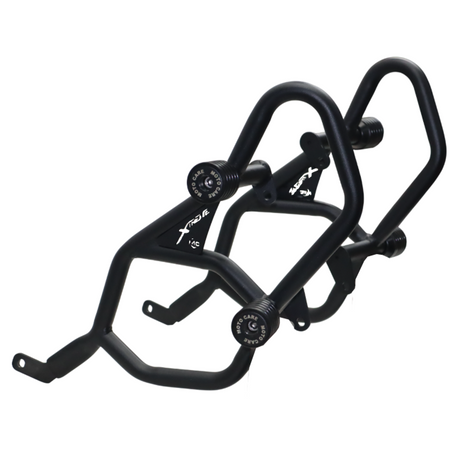 Motocare 4 slider crash guard installed on Hero Xtreme 250R motorcycle engine protection frame