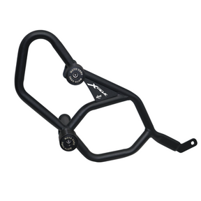 Motocare 4 slider crash guard installed on Hero Xtreme 250R motorcycle engine protection frame